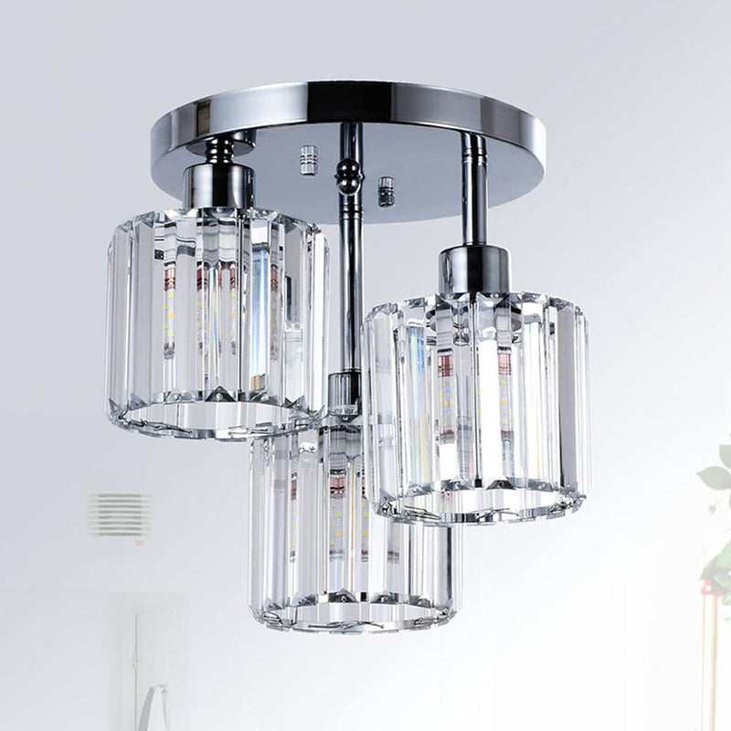 3-Light Crystal Semi-Flush Mount Ceiling Fixture | Modern Ceiling Light