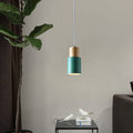 Black Wood Cylinder Pendant Light Modern Single