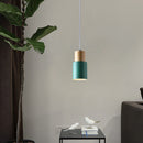 Black Wood Cylinder Pendant Light Modern Single