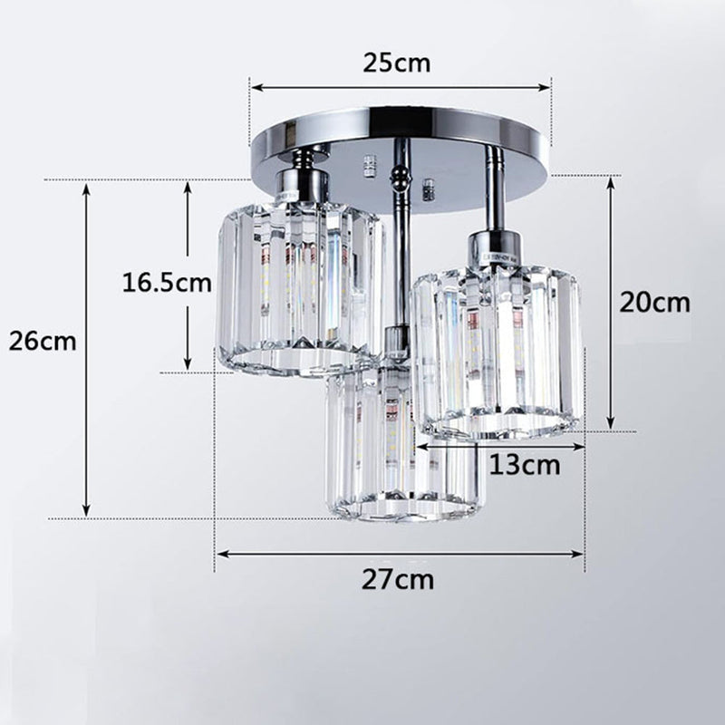 3-Light Crystal Semi-Flush Mount Ceiling Fixture | Modern Ceiling Light