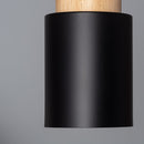 Black Wood Cylinder Pendant Light Modern Single