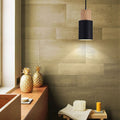 Black Wood Cylinder Pendant Light Modern Single