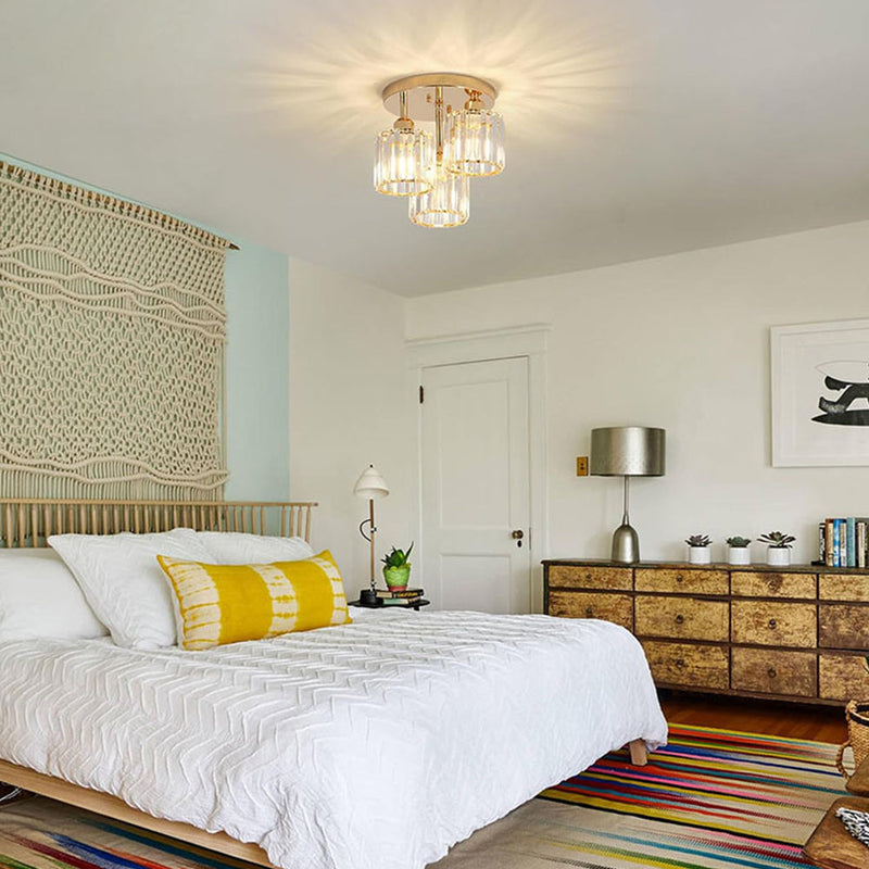 3-Light Crystal Semi-Flush Mount Ceiling Fixture | Modern Ceiling Light