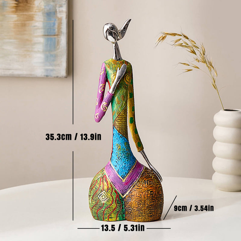 Abstract Colorful Woman Figurine – Modern Decorative Sculpture