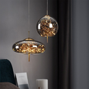 Amber Glass Pendant Light with LED Fairy Lights | Modern Capsule Design
