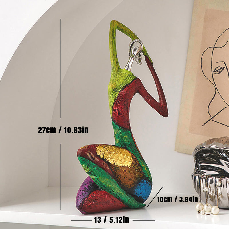 Abstract Colorful Woman Figurine – Modern Decorative Sculpture