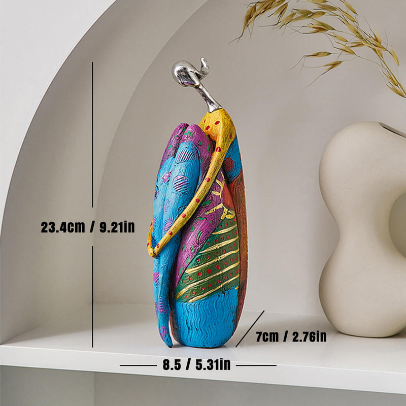 Abstract Colorful Woman Figurine – Modern Decorative Sculpture