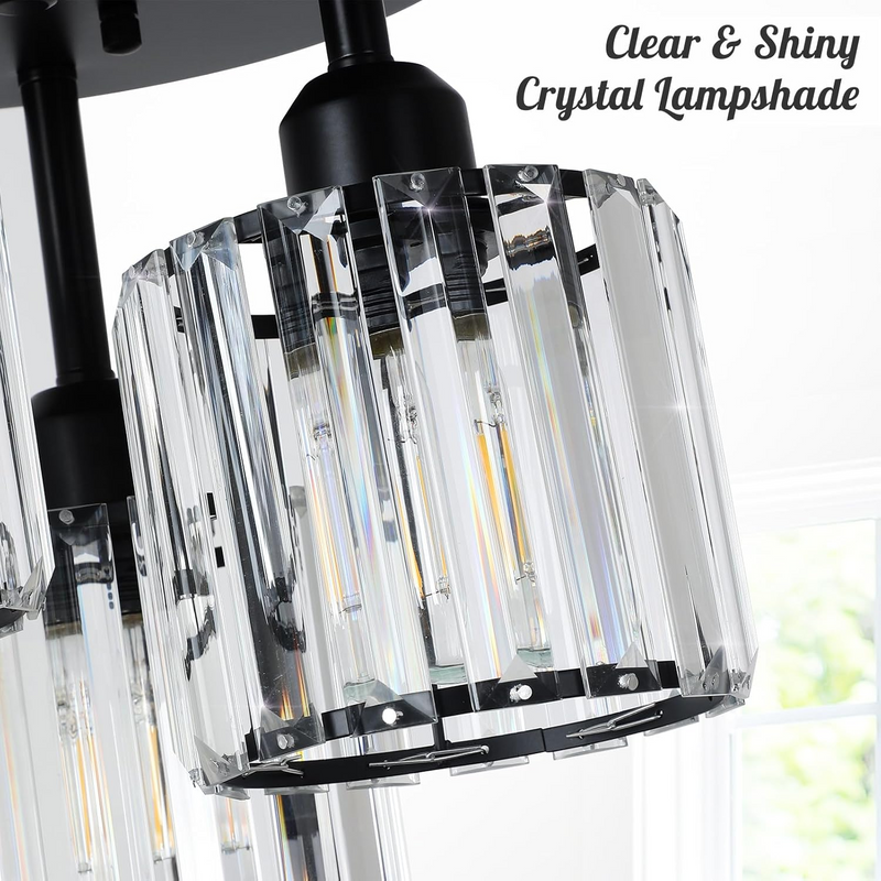 3-Light Crystal Semi-Flush Mount Ceiling Fixture | Modern Ceiling Light