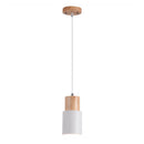 Black Wood Cylinder Pendant Light Modern Single