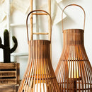 Boho Rattan LED Floor Lantern | Large Flameless Candle Lantern for Living Room