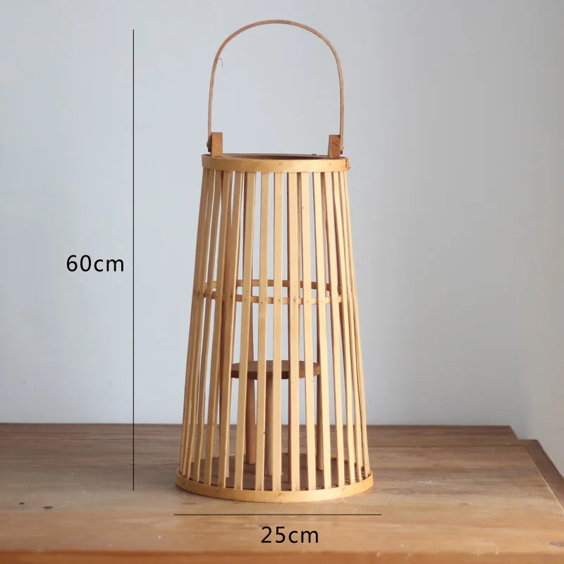 Bamboo Rattan LED Candle Lantern | Flameless Candle Holder for Indoor & Outdoor Home Décor