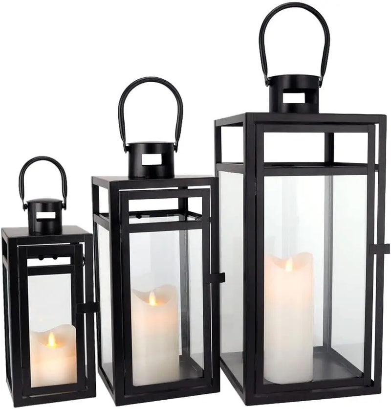 Candle Lanterns 3-Piece Set | Decorative Metal Lanterns for  Outdoor Home
