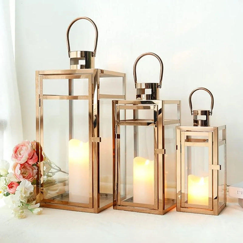 Candle Lanterns 3-Piece Set | Decorative Metal Lanterns for  Outdoor Home