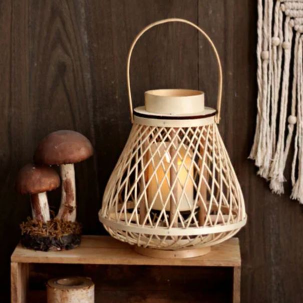 Boho Rattan Lanterns for Home Decor | Handmade Bamboo Candle Holders