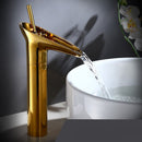 Antique Brass Waterfall Faucet - Single Handle Bathroom Vessel Sink Mixer Tap
