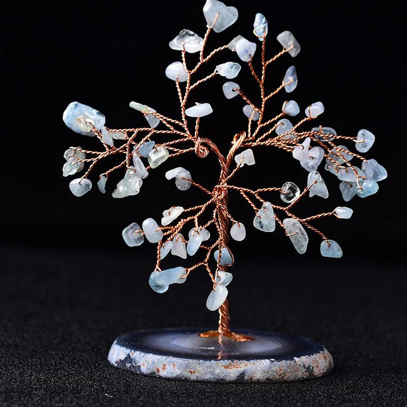 Aquamarine Crystal Tree of Life | Handmade Gemstone Bonsai Tree