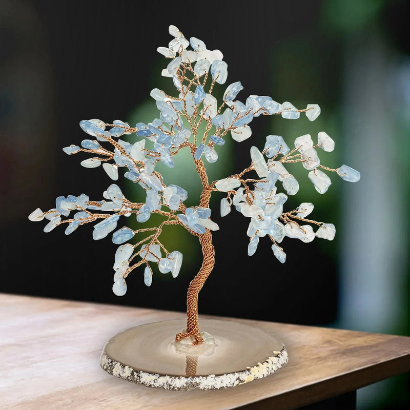 Aquamarine Crystal Tree of Life | Handmade Gemstone Bonsai Tree