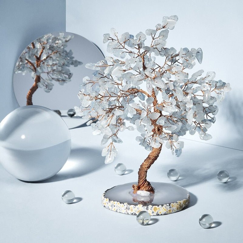 Aquamarine Crystal Tree of Life | Handmade Gemstone Bonsai Tree